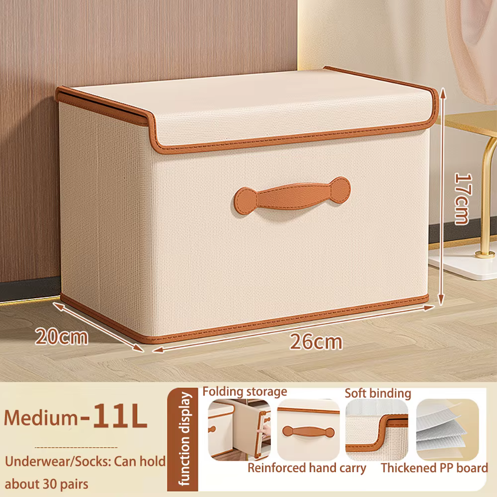 Boîte de rangement pliable en cuir PU pour vêtements, bacs à cubes, boîtes avec veds, cubes décorati