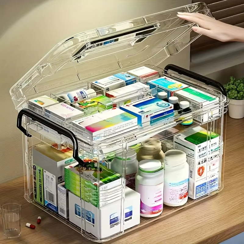 Boîte de rangement de médicaments 1 pièce-organisateur de niveaux pour pilules |   Conception transp