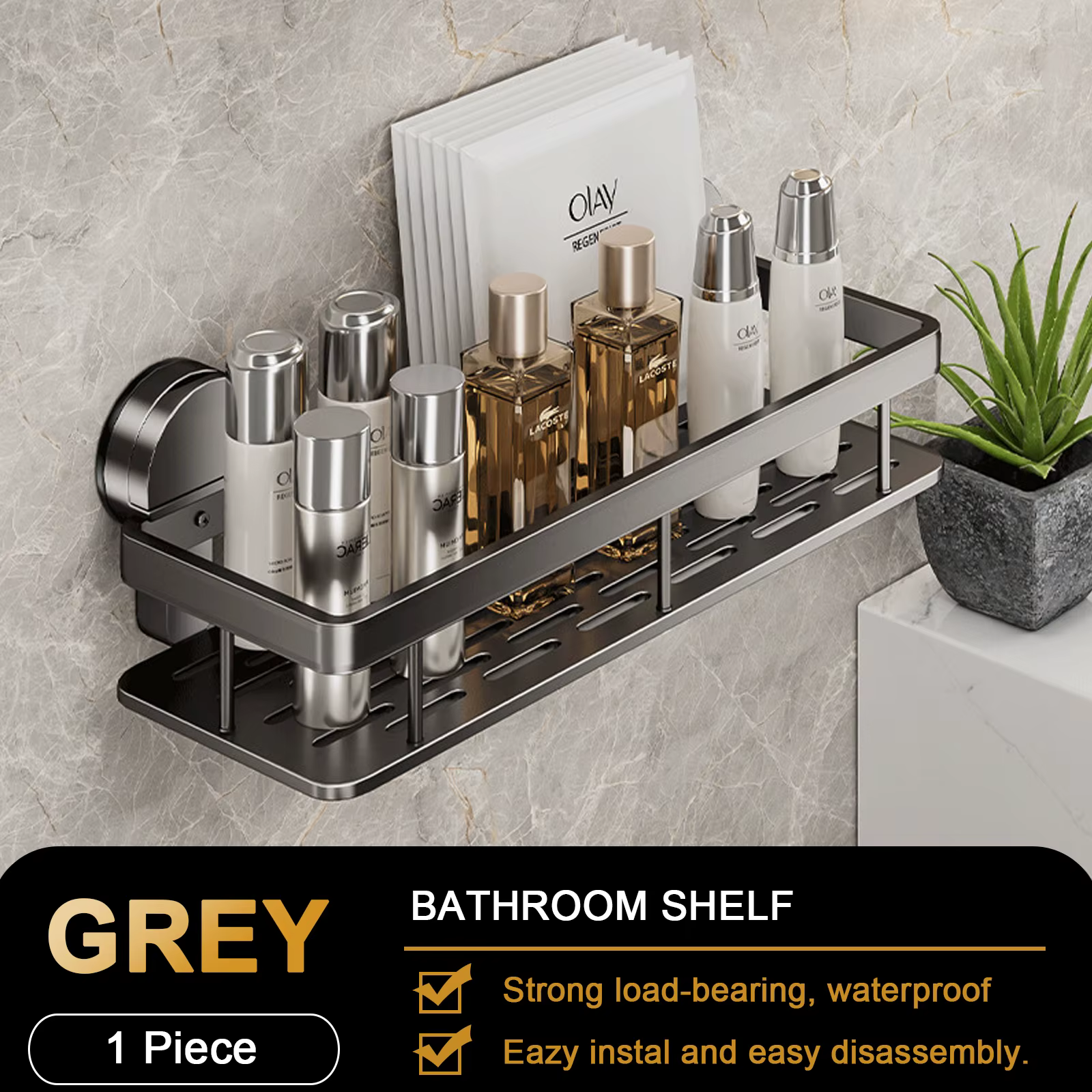 Étagère murale de salle de bain à ventouse, sans perceuse, bouteille de shampoing, support de douche