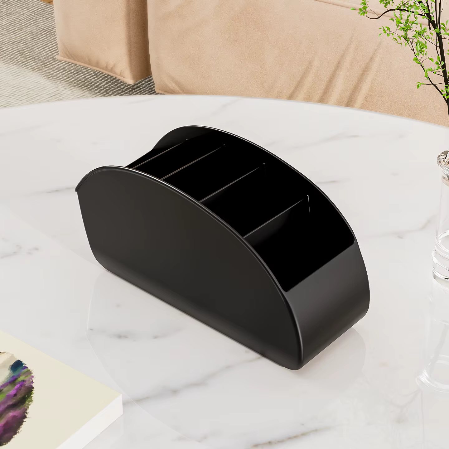 Boîte de rangement pour télécommande avec 5 compartiments, organisateur de bureau et de table de nui