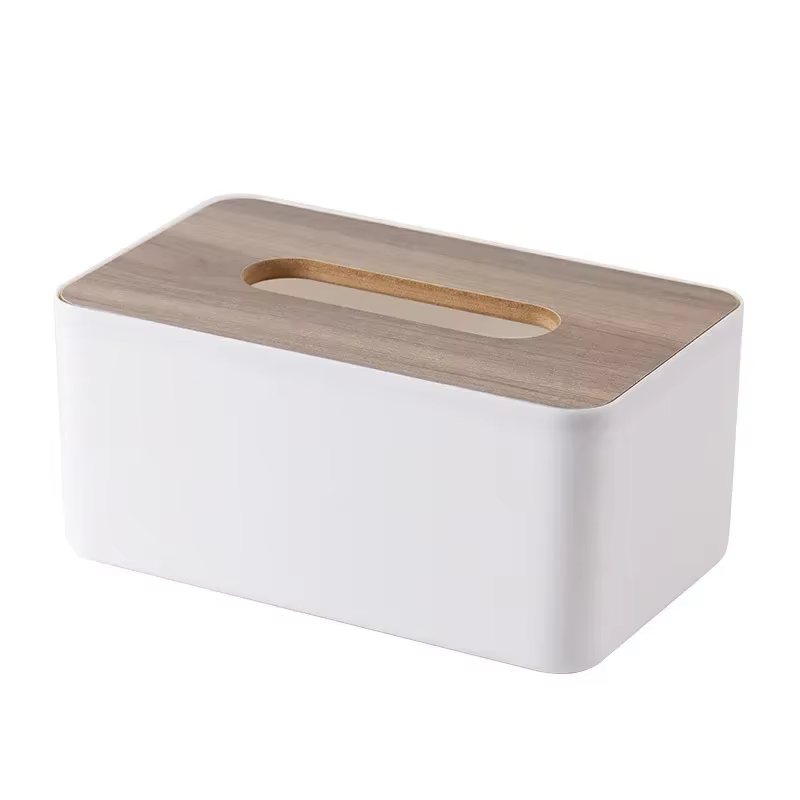 Boîte à mouchoirs en bois texturé, organisateur de rangement de bureau moderne pour la maison, le bu