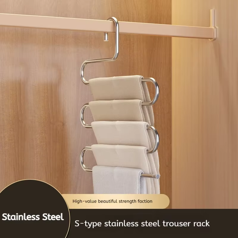 Cintres multifonctionnels à 5 couches, support de rangement pour pantalons antidérapant, support en 