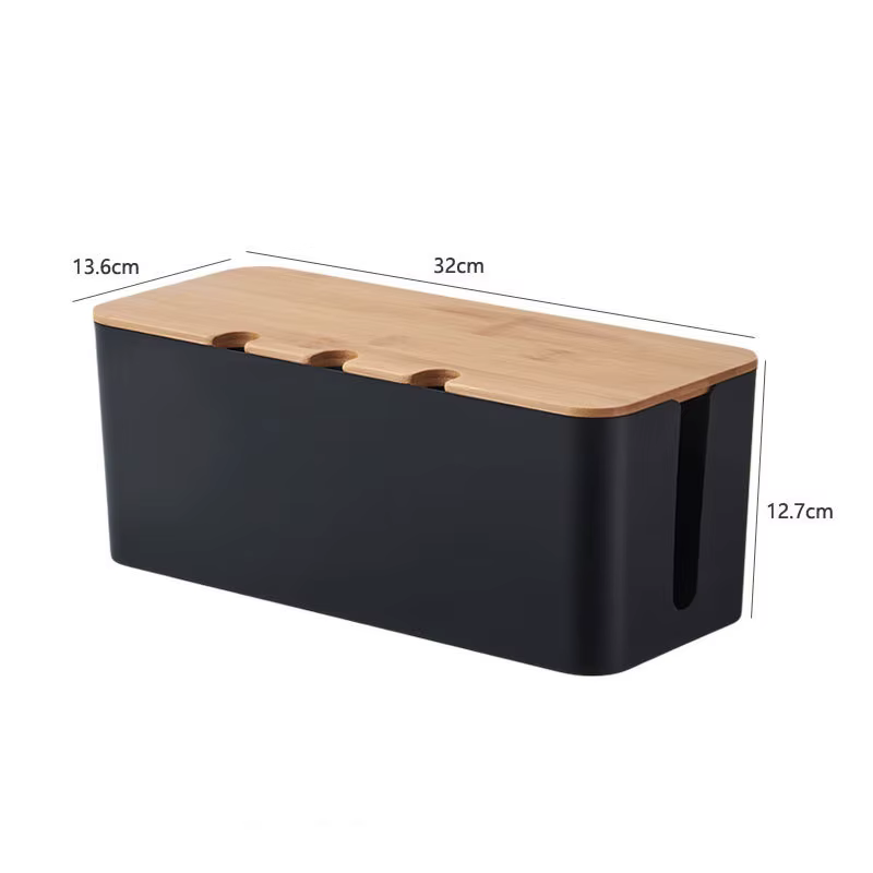 Boîte de gestion de câbles avec couvercle en bambou, boîte de rangement pour panneau de jonction de 