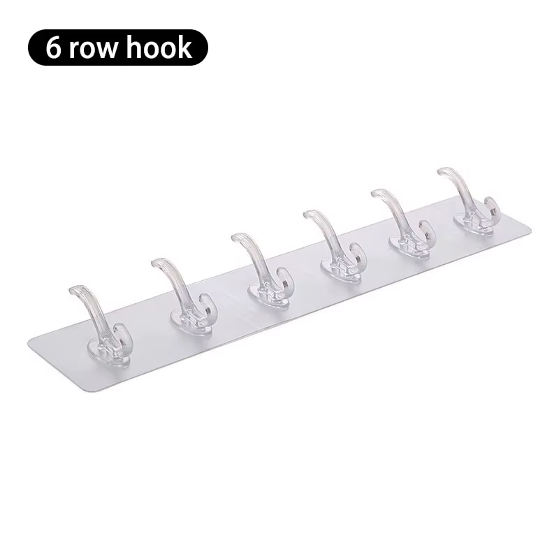 6 NucleoHooks transparents sans trace, crochets de bain, arrière collant, adaptés aux serviettes de 