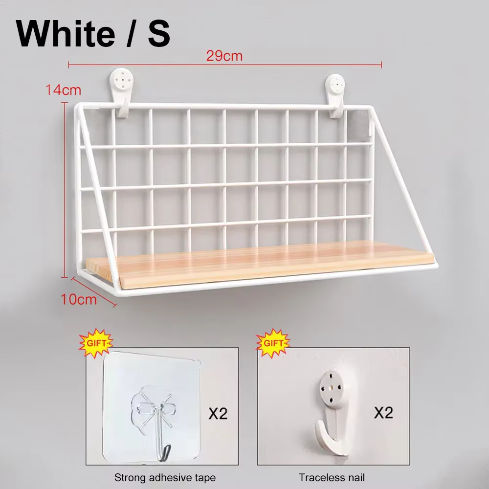 Étagères murales en bois sans perçage - Étagère de rangement suspendue et support décoratif pour le 