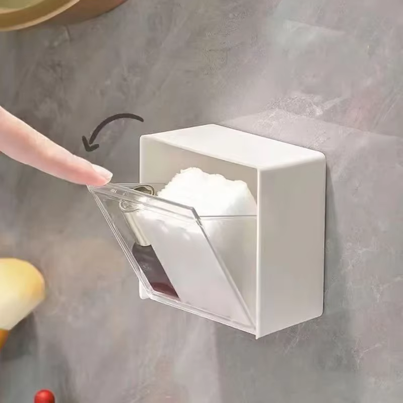 Boîte de stockage murale pour coton-tige, houppette cosmétique, houppette de maquillage, bâtonnets, 