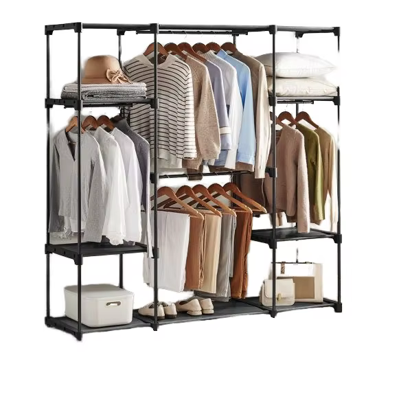 Armoire de rangement métallique multi-niveaux, grande, simple et pliable pour chambre ou salon, idéa