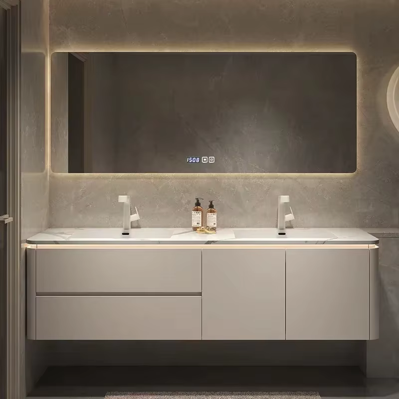 Meuble de salle de bain de luxe en bois, armoire polyvalente murale ou sur pied, meuble de pharmacie