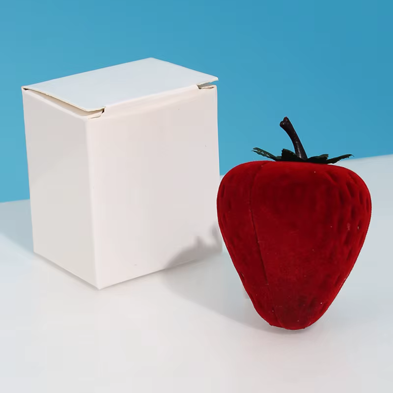Boîte à bagues à fraises, boîte à bijoux mignonne pour enfants, boîte de rangement de flocage, organ
