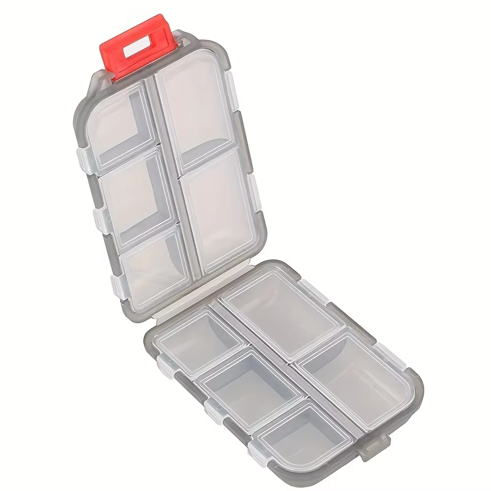 Petite boîte à pilules double couche, boîte à pilules portable transparente à 10 compartiments, boît