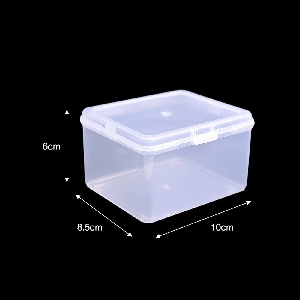 Boîte de rangement en plastique transparent avec couvercle, mallette de rangement de bijoux transpar