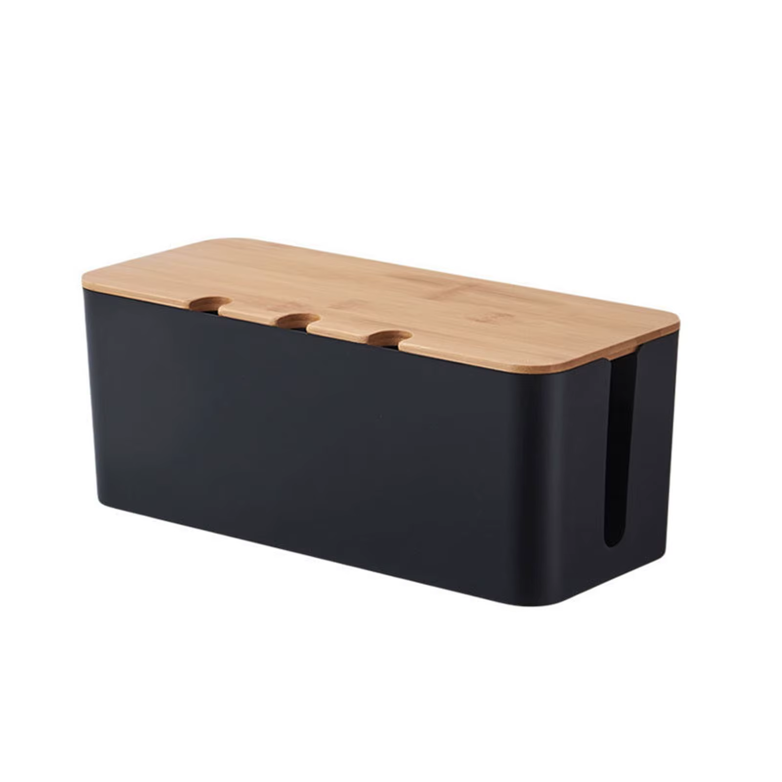 Grande boîte de gestion de câbles – Organisateur et couvercle de câbles de style bois pour fils de t