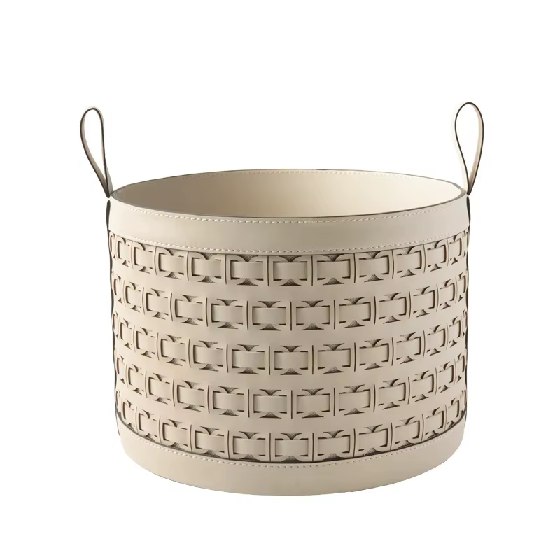 Panier de rangement de luxe léger, panier de rangement pour salon, seau de rangement moderne avec po