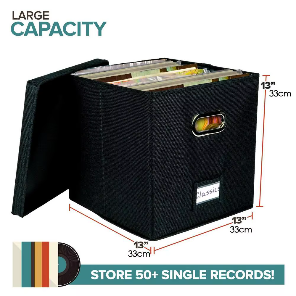 Boîte de rangement pour disques vinyles jusqu'à 50+ 12 pouces, caisse pour disques, stockage d'album