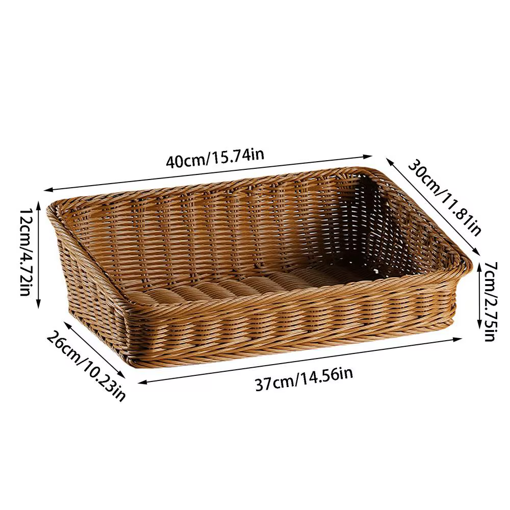 Panier de rangement tressé à la main en rotin, plateau de rangement en osier, paniers à pain, fruits