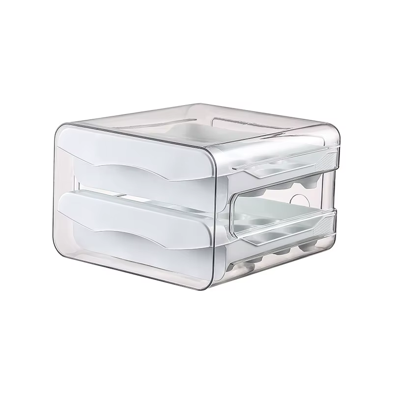 Boîte de rangement pour œufs de cuisine, boîte de conservation pour réfrigérateur, style tiroir à 2