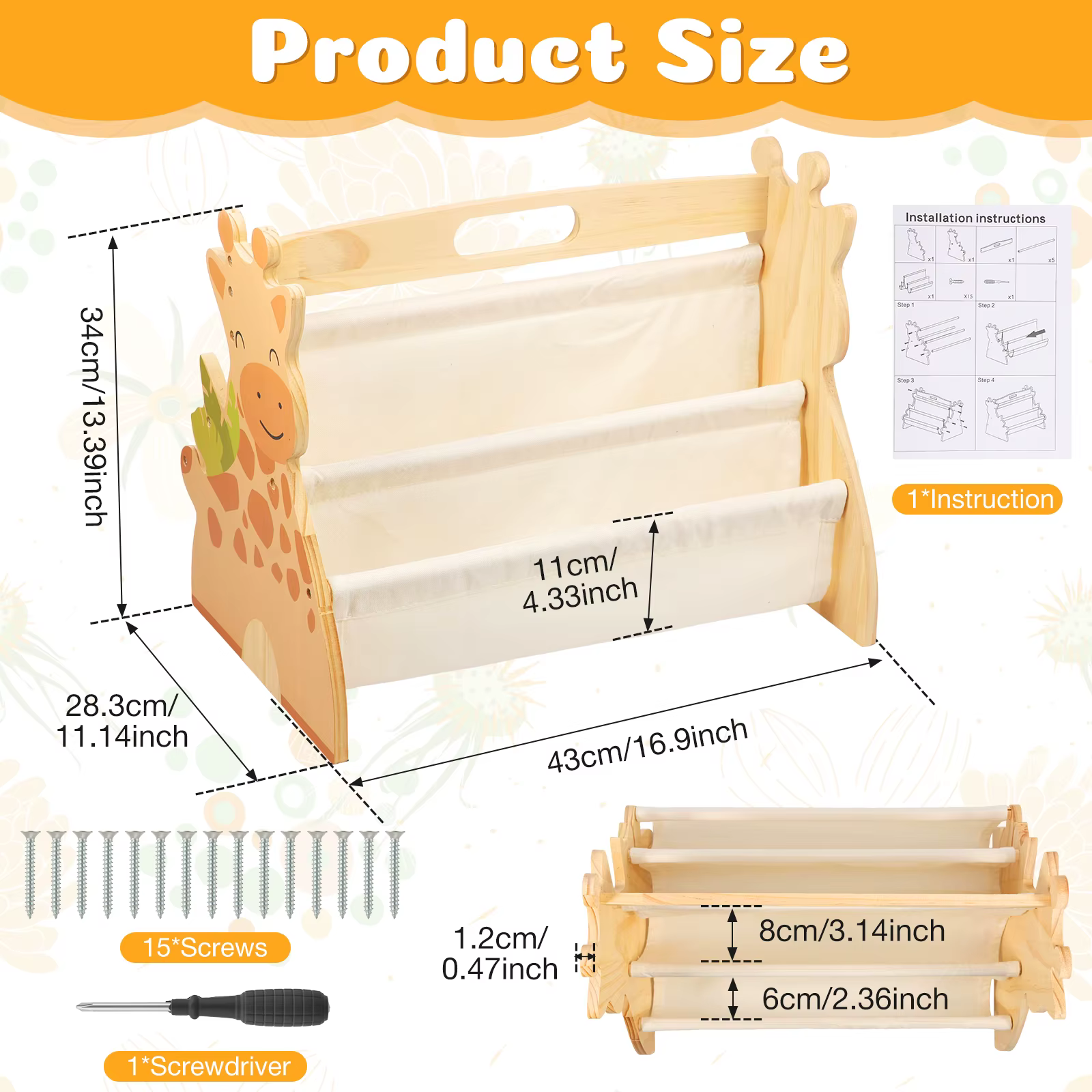 Étagère à livres pour bébé à 2 niveaux, rangement double face, étagère à livres en bois Montessori p