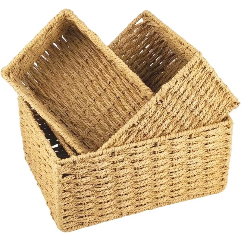 Paniers de rangement rectangulaires tissés BSEVB pour étagères, paniers gigognes en osier pour l'org