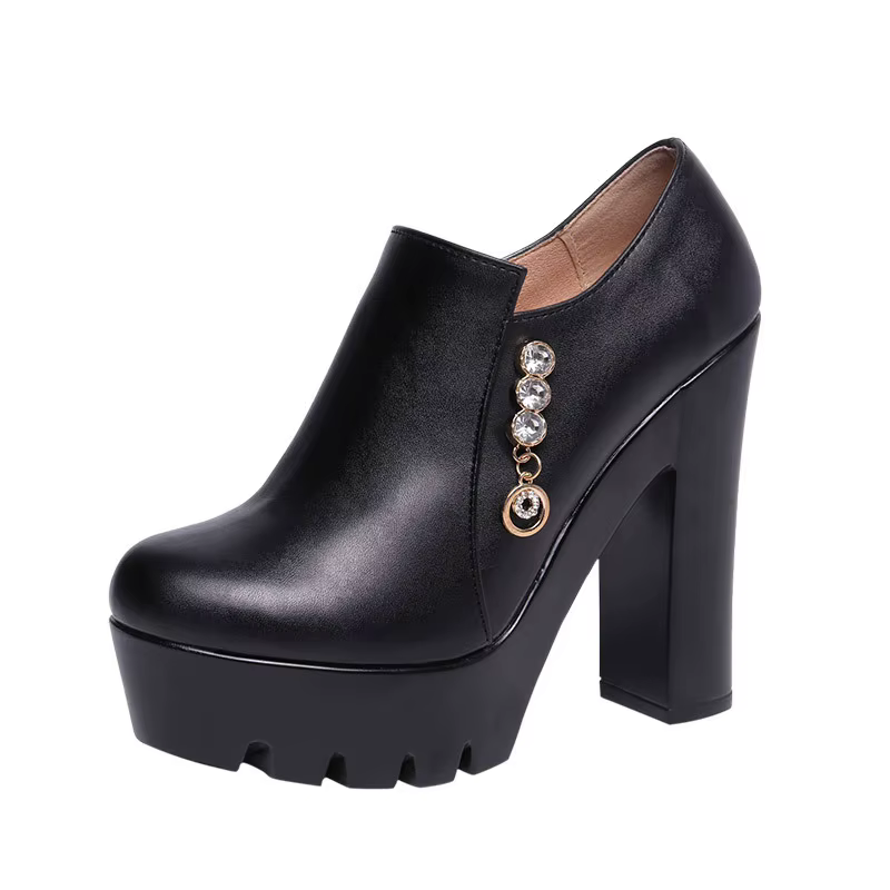 Chaussure en cuir de haute qualité pour femmes 13cm talon haut plate-forme bout pointu 32 33 43 chau