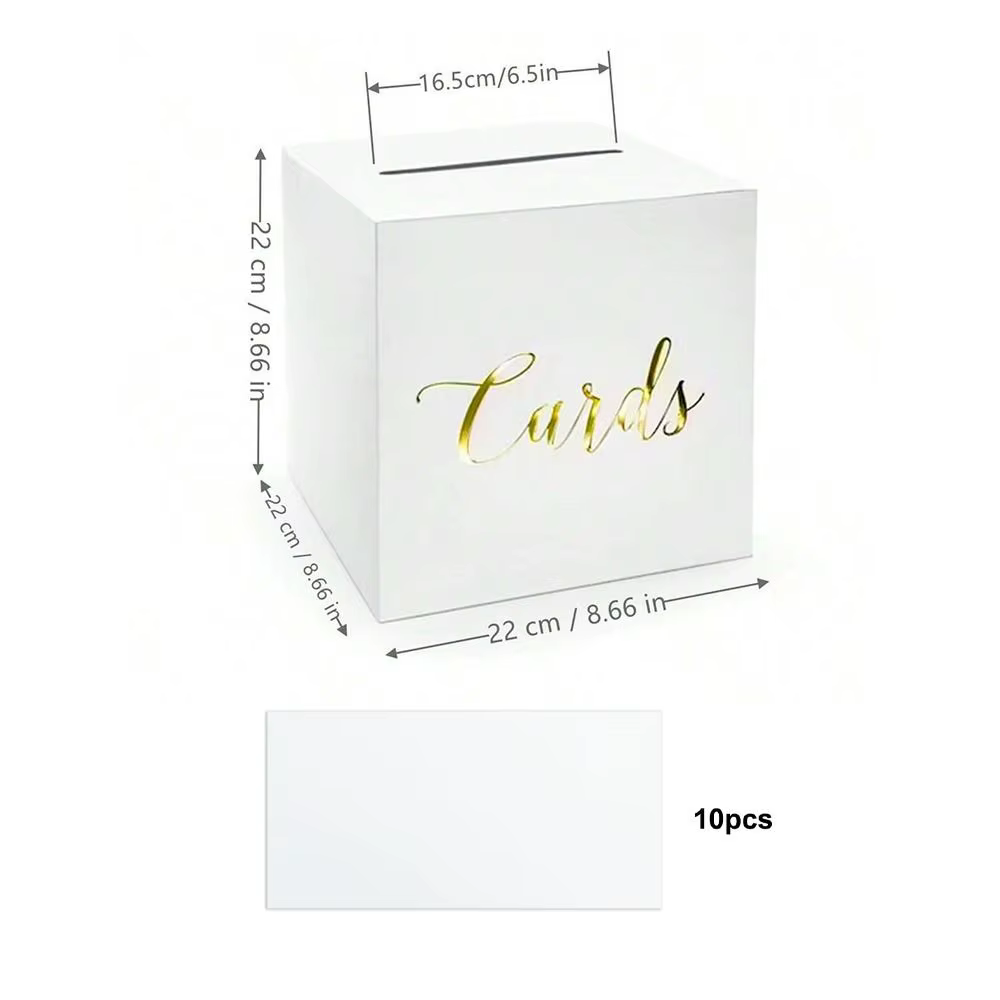 Boîte à cartes élégante en carton blanc et noir pour mariage, cadeaux, artisanat DIY, cartes de vœux