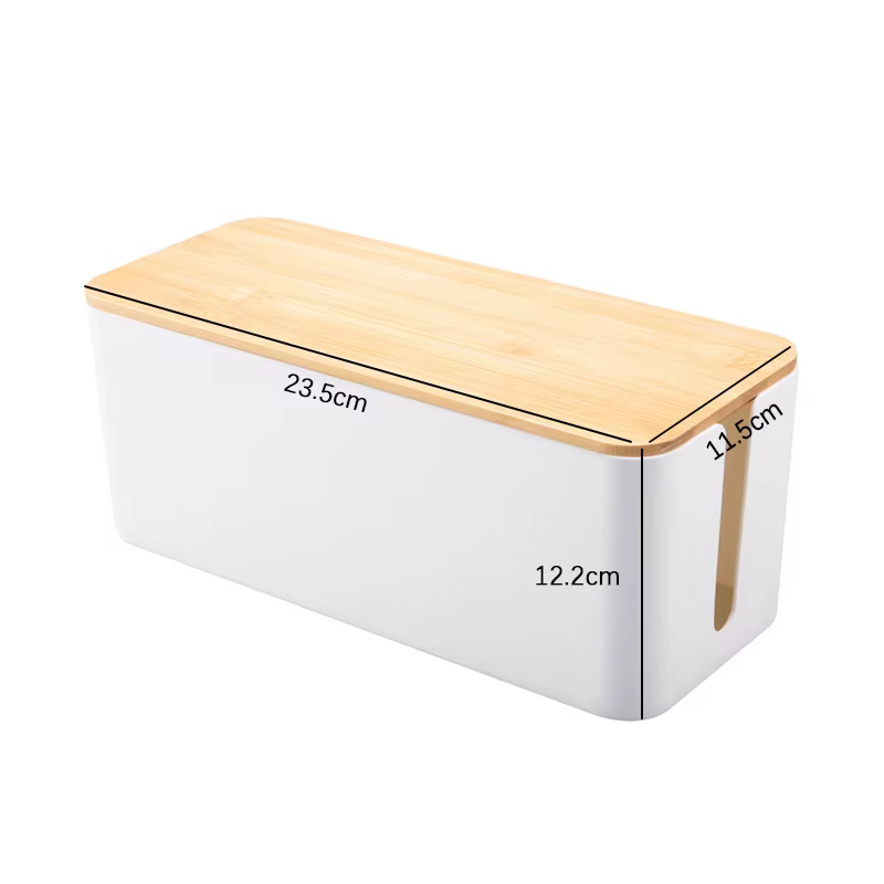 Boîte de rangement pour multiprises en bois, organiseur de câbles anti-poussière, pour prises de cha