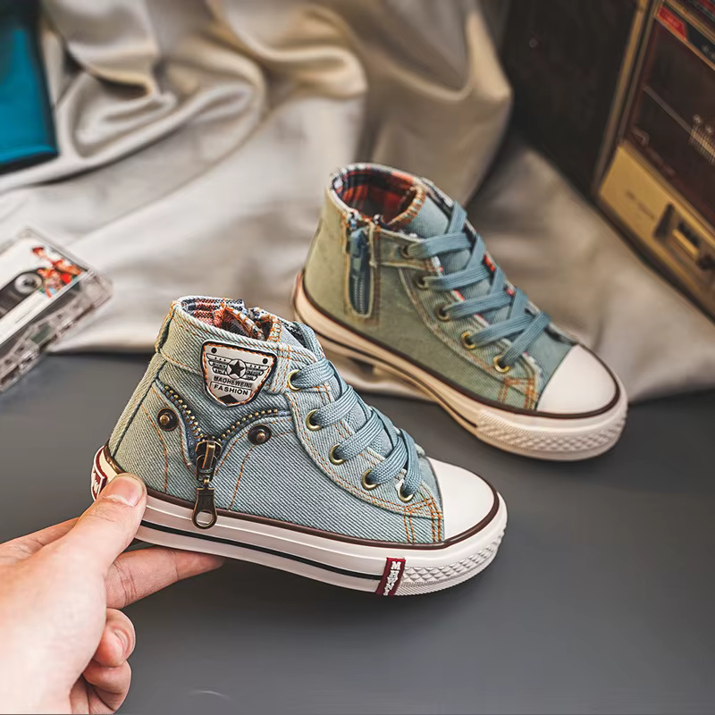 Chaussures de dehors en Toile pour Enfant, Baskets de Marque Respirantes, Bottes Plates Décontractée