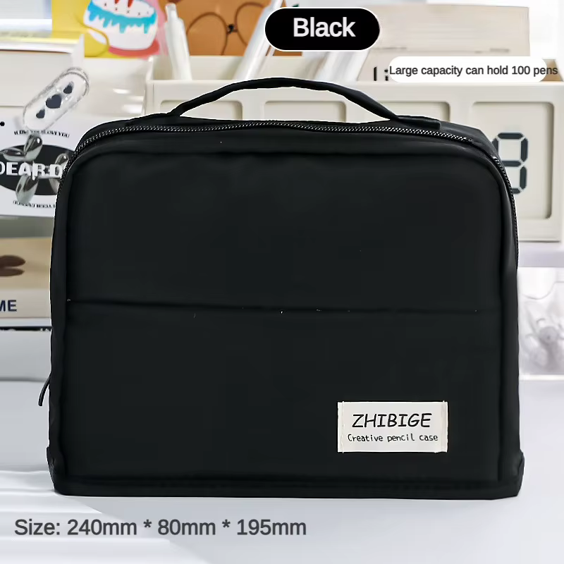Sac de rangement de grande capacité de couleur unie, sac de papeterie minimaliste multifonctionnel m