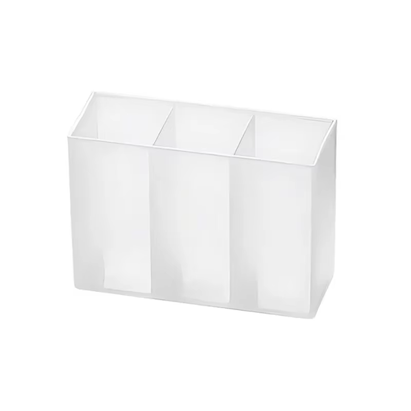 Mini boîte de rangement en plastique à 3 grilles, brosse de maquillage, rouge à lèvres, organisateur