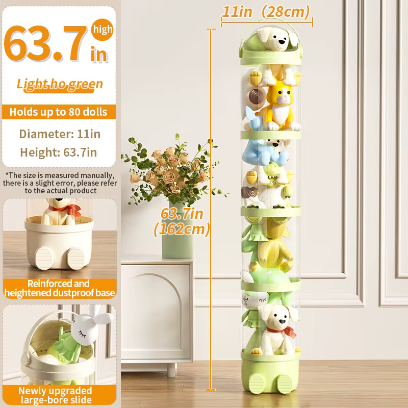 Boîte de rangement pour poupées, jouets, jouets en peluche, tube de rangement transparent en plastiq