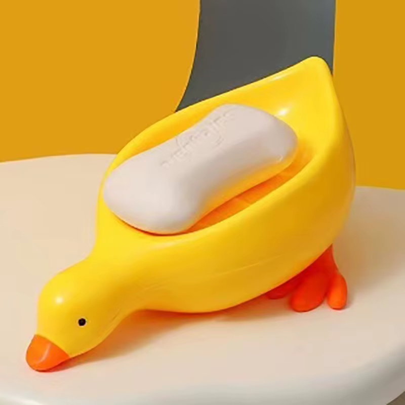 Boîte à savon en forme de canard jaune, 1 pièce, porte-savon de dessin animé, porte-savon égouttable