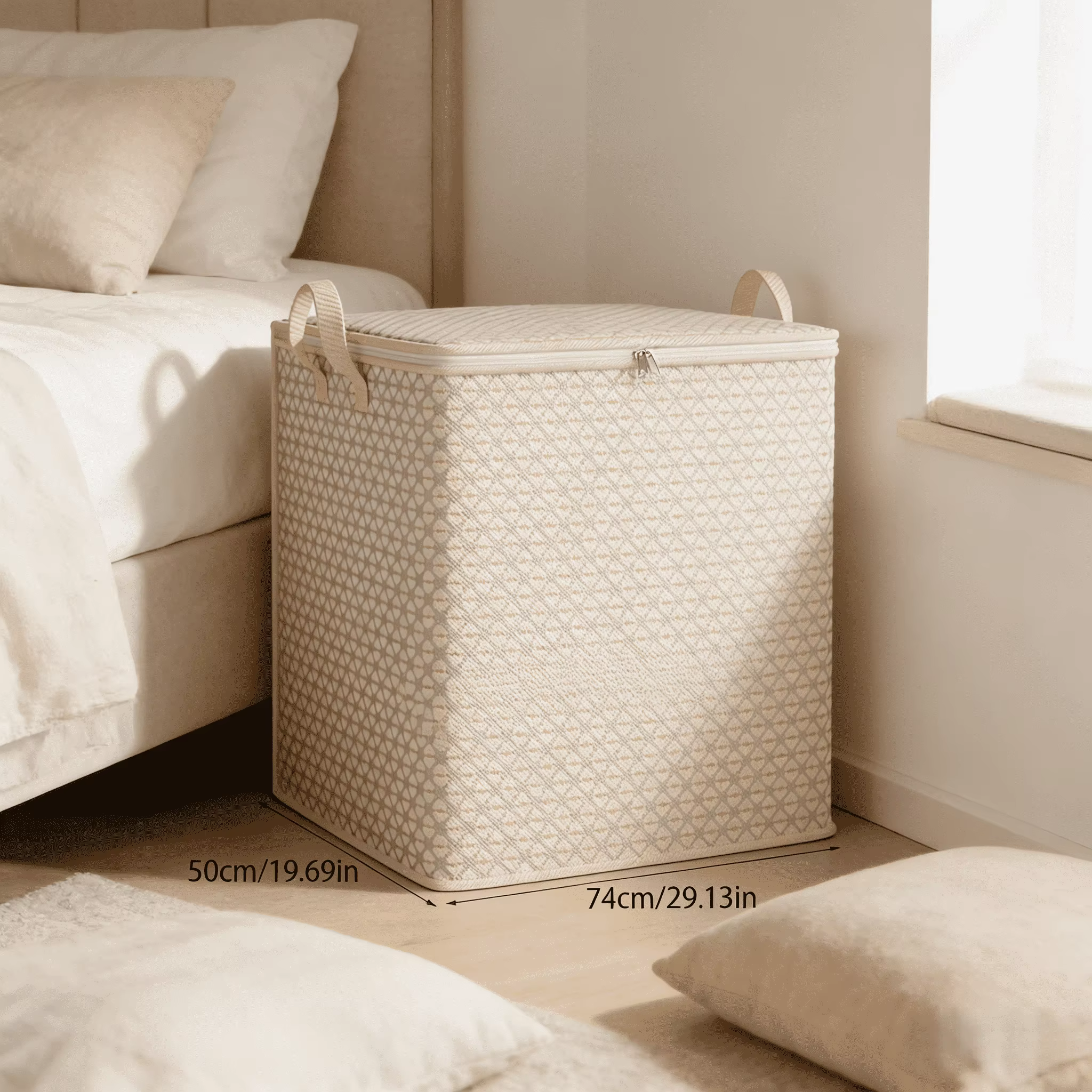Boîte de rangement en tissu extra-large de 220 litres, conçue pour les couettes, les vêtements et le