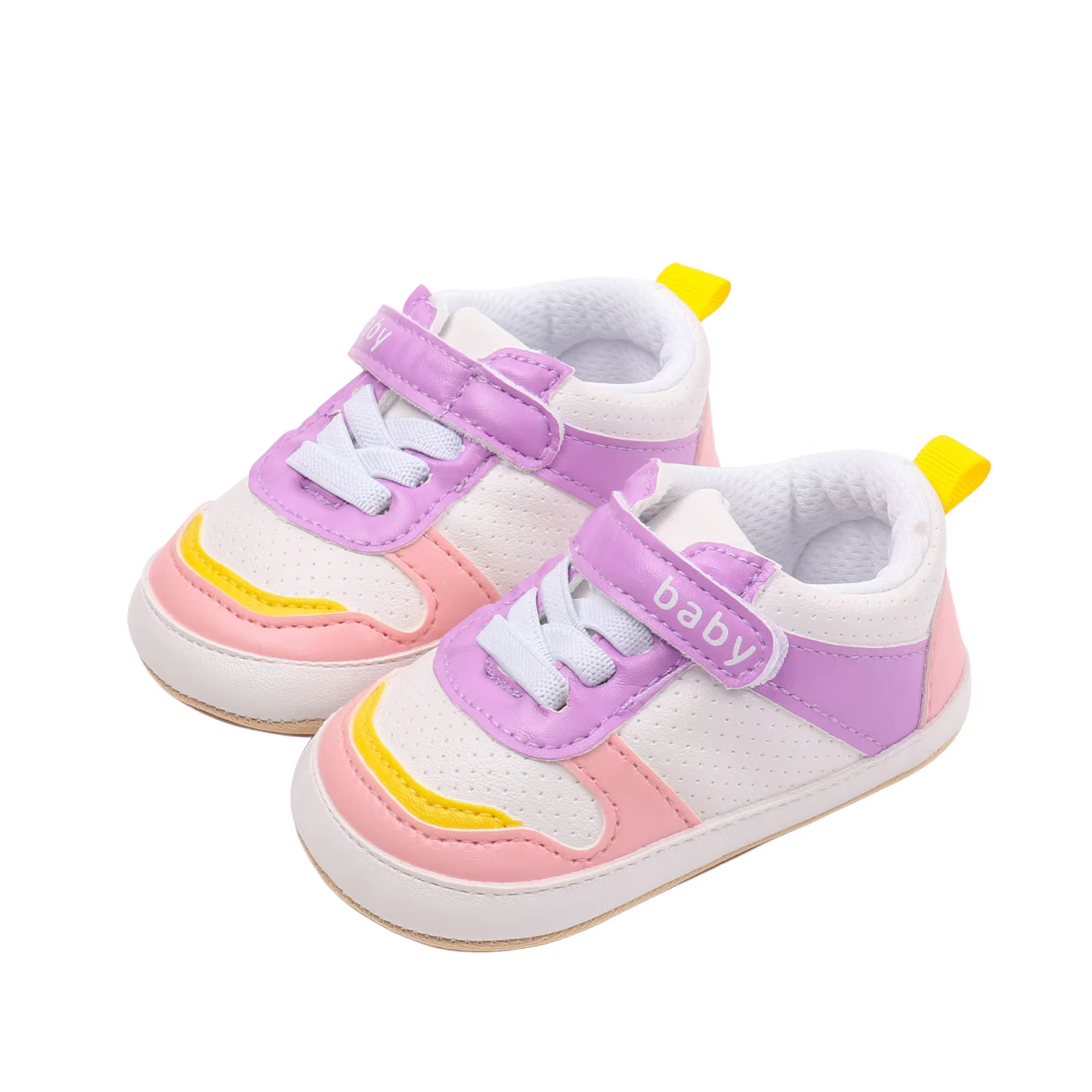 Baskets à paillettes de couleur contrastée pour bébés garçons et filles, chaussures plates à semelle