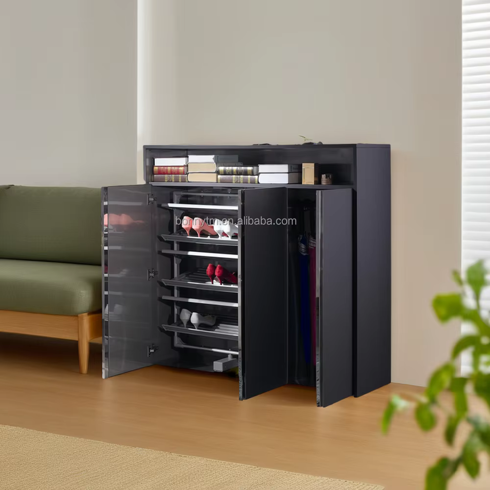Étagère à chaussures en métal facile à nettoyer, armoire sur pied de grande taille à usage domestiqu