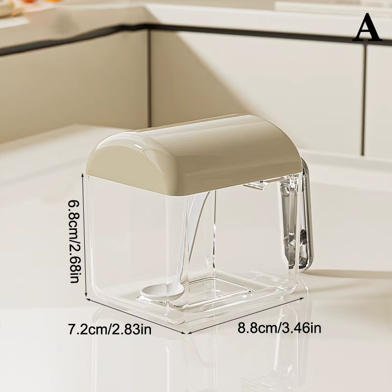 Boîte à épices murale en plastique, étanche à l'humidité, avec cuillère, rangement compact pour cond