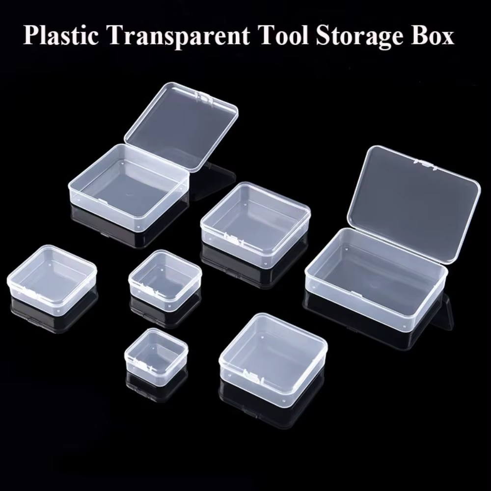 Boîte de rangement carrée en plastique, contenant transparent pour bijoux, perles, petits articles,