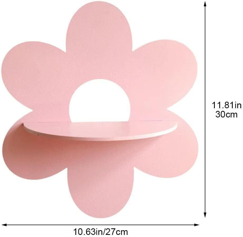 Support de rangement mural en forme de fleur, décoration murale en bois, étagère à plantes flottante
