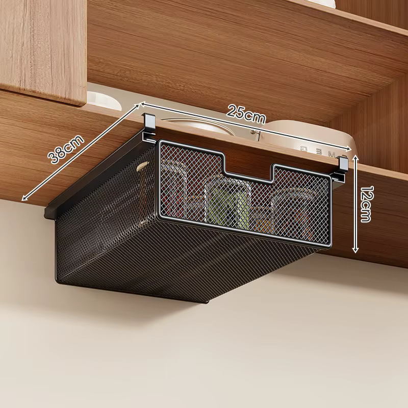 Étagère suspendue sous l'armoire de cuisine, rangement coulissant suspendu pour armoire, panier susp