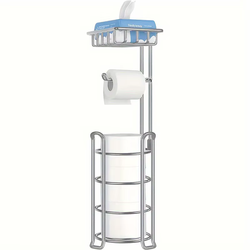 Porte-rouleau de papier toilette, étagère de salle de bain verticale en métal, support de rangement 
