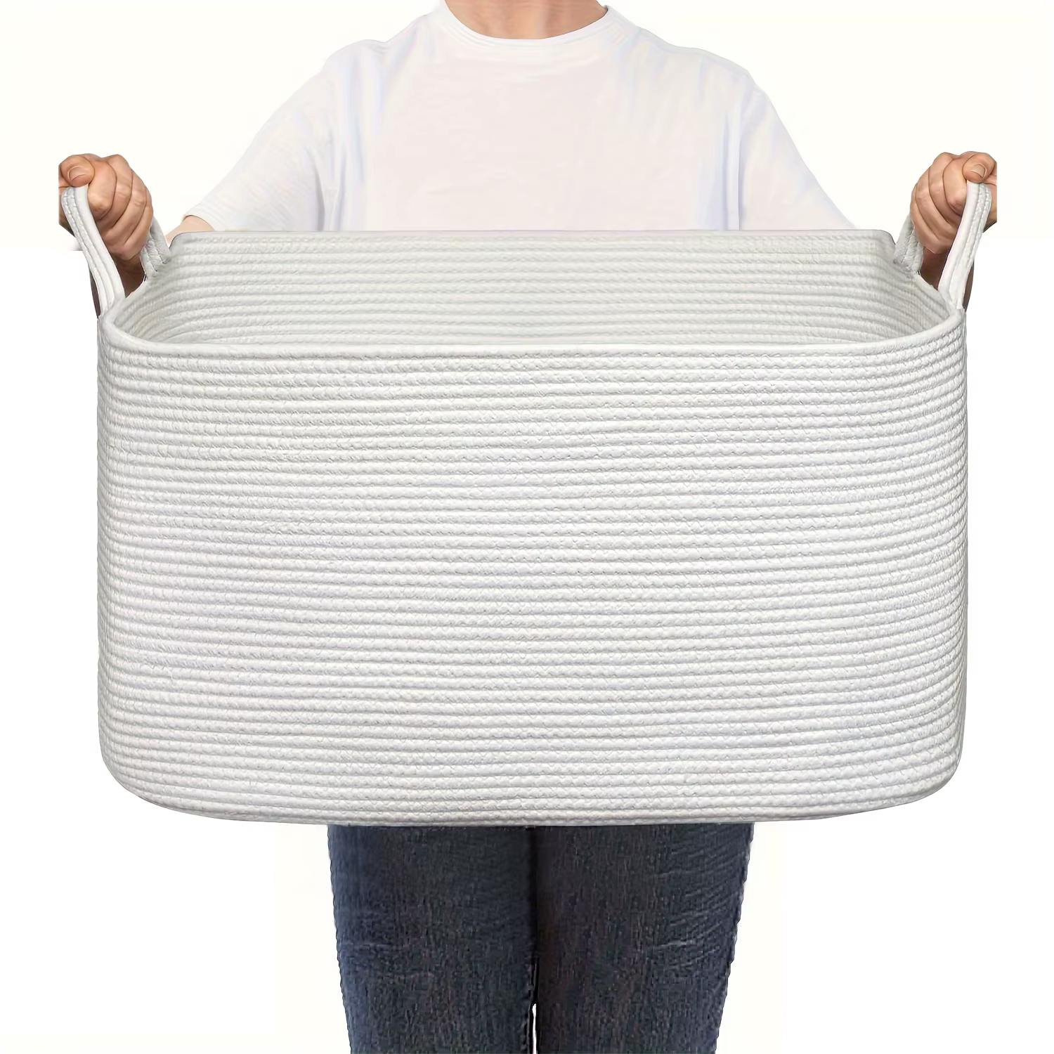 Panier à linge, paniers de rangement tissés pour l'organisation, paniers en corde de coton en forme 