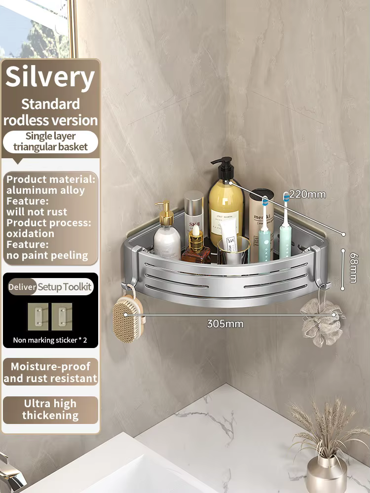Pas besoin de percer le mur pour l'installation, étagère de salle de bain en aluminium, support de s