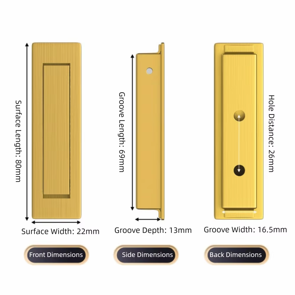 Poignée de porte d'armoire en acier inoxydable, poignées invisibles durables, poignées encastrées ca