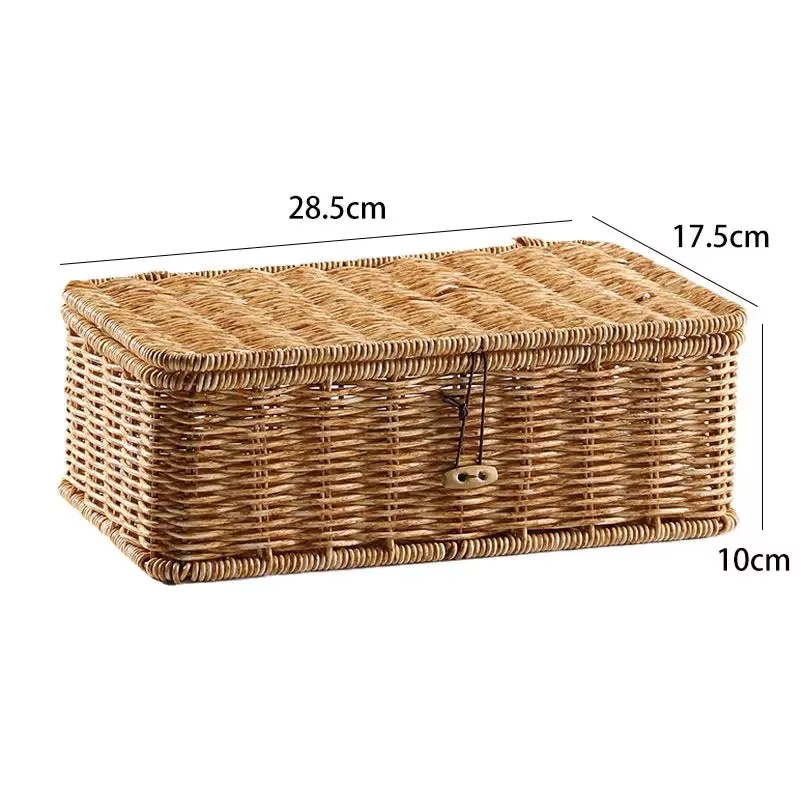Boîte de rangement étanche avec couvercle, mitation en osier et rotin tissé, armoire de rangement po
