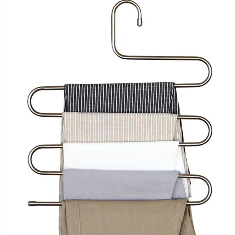 Support de rangement pour pantalons en acier inoxydable, 1 pièce, multicouche, antidérapant, en form