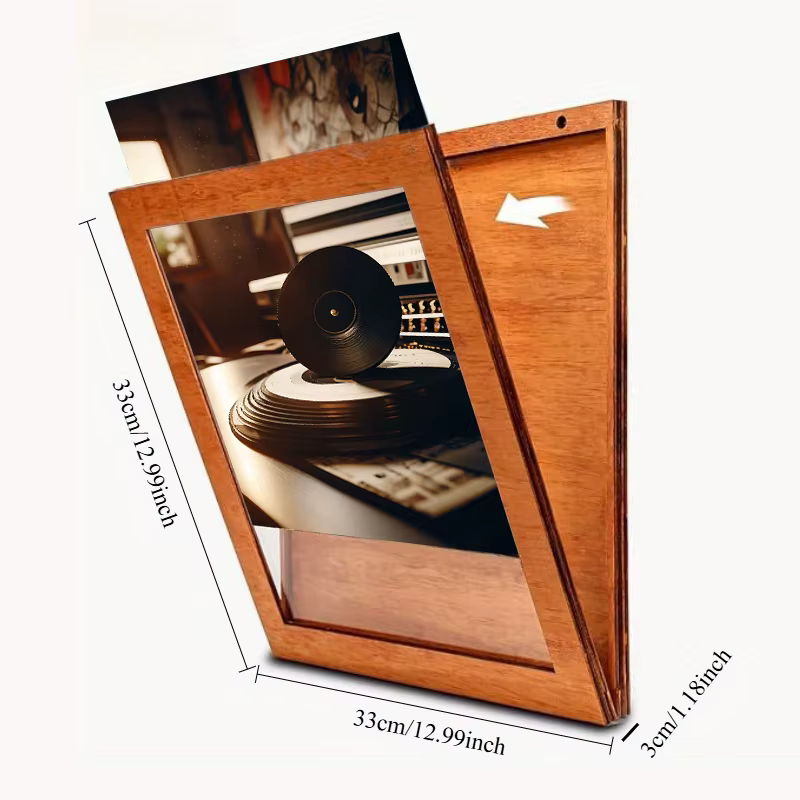 Présentoir de CD mural, boîte de rangement de disques en bois, présentoir de photos pliable polyvale