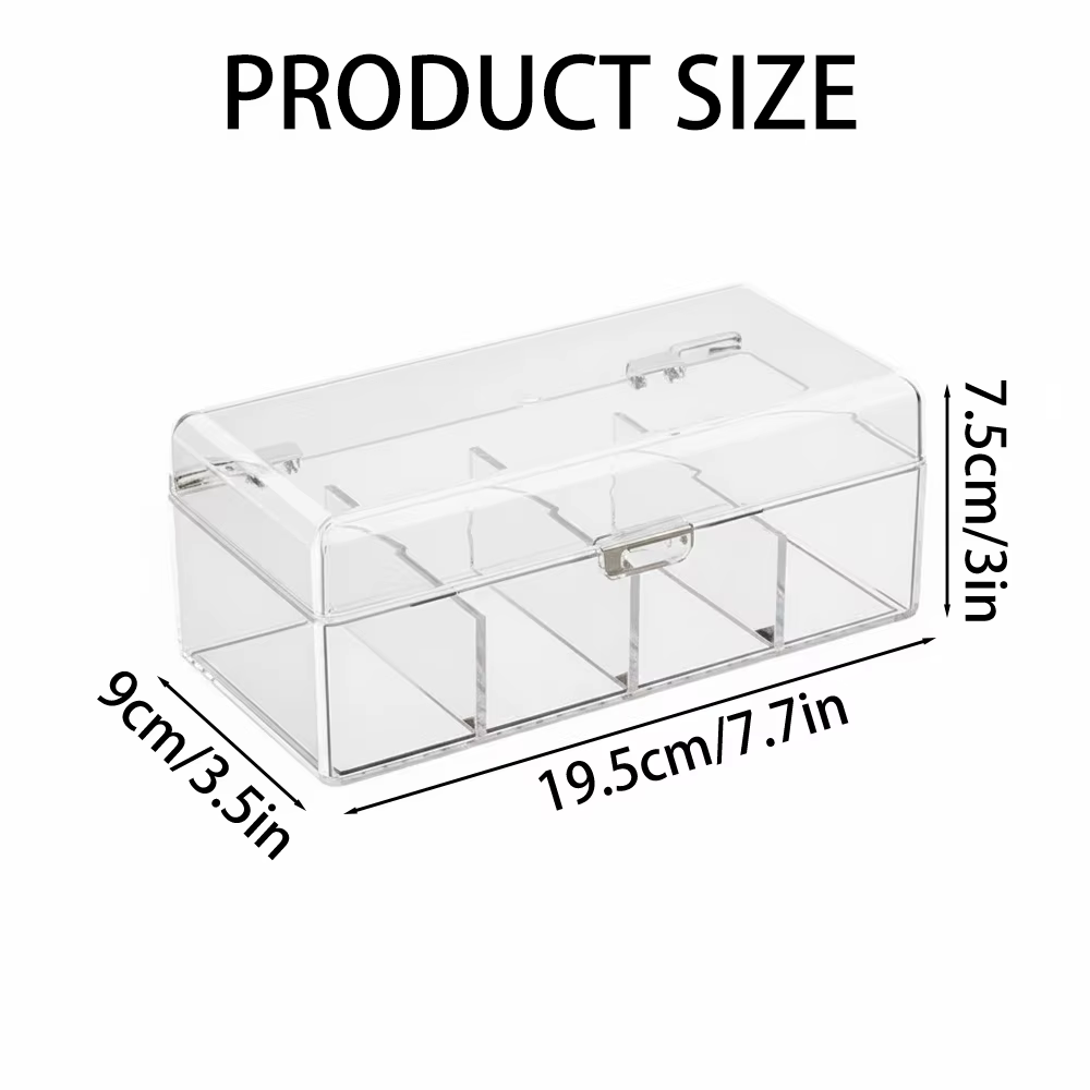 Boîte de rangement à 4 compartiments avec couvercle, boîte de rangement pour sachets de thé, organis