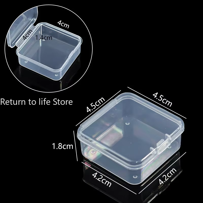 Boîte de rangement en PP, Mini boîtier en plastique Transparent, conteneur carré rectangulaire, boît