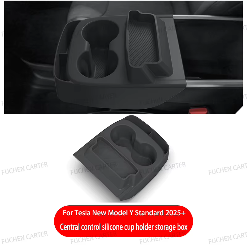 Boîte de rangement TPE sous le tableau de bord pour Tesla Model Y Standard 2025 2026, avec couvercle