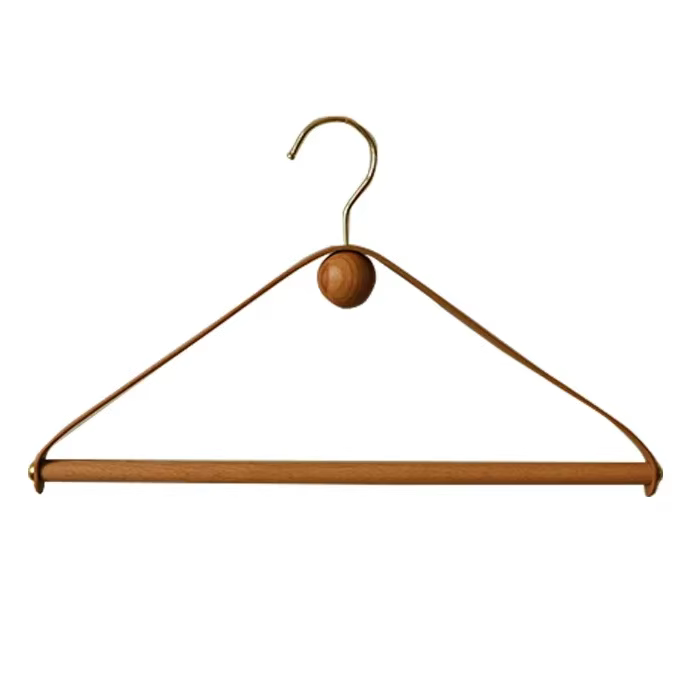 Cintres vintage en cuir et bois pour manteaux et pantalons – Présentoir, séchoir et rangement pour a
