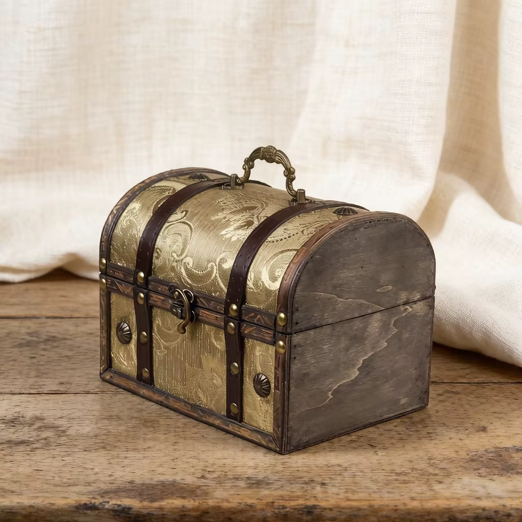Boîte à bijoux vintage avec fermoir en métal, coffre au trésor décoratif rétro pour bagues, boucles 