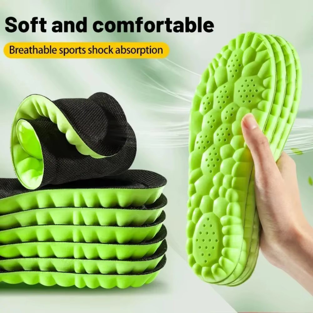 Semelles intérieures sport 4D super douces pour chaussures, coussinets d'absorption des chocs pour l